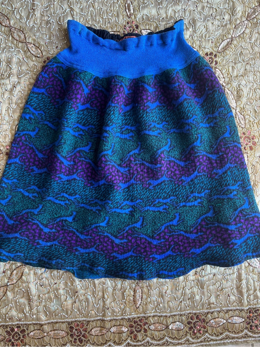 Missoni Blue & Purple Patterned Knit Skirt